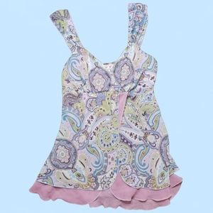 Y2K Paisley Mesh Tank Top